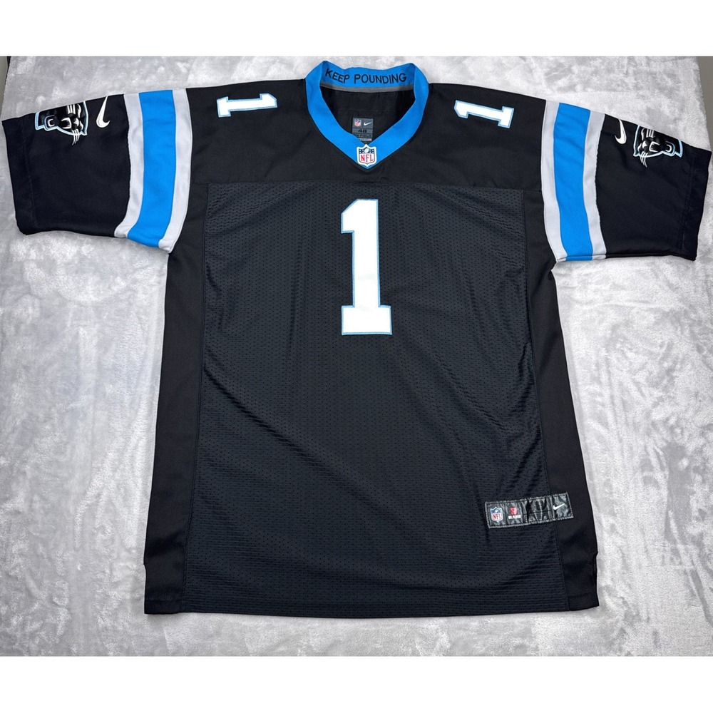 NIKE Carolina Panthers Cam Newton NFL Elite Jersey Mens 48 Black Stitched EUC